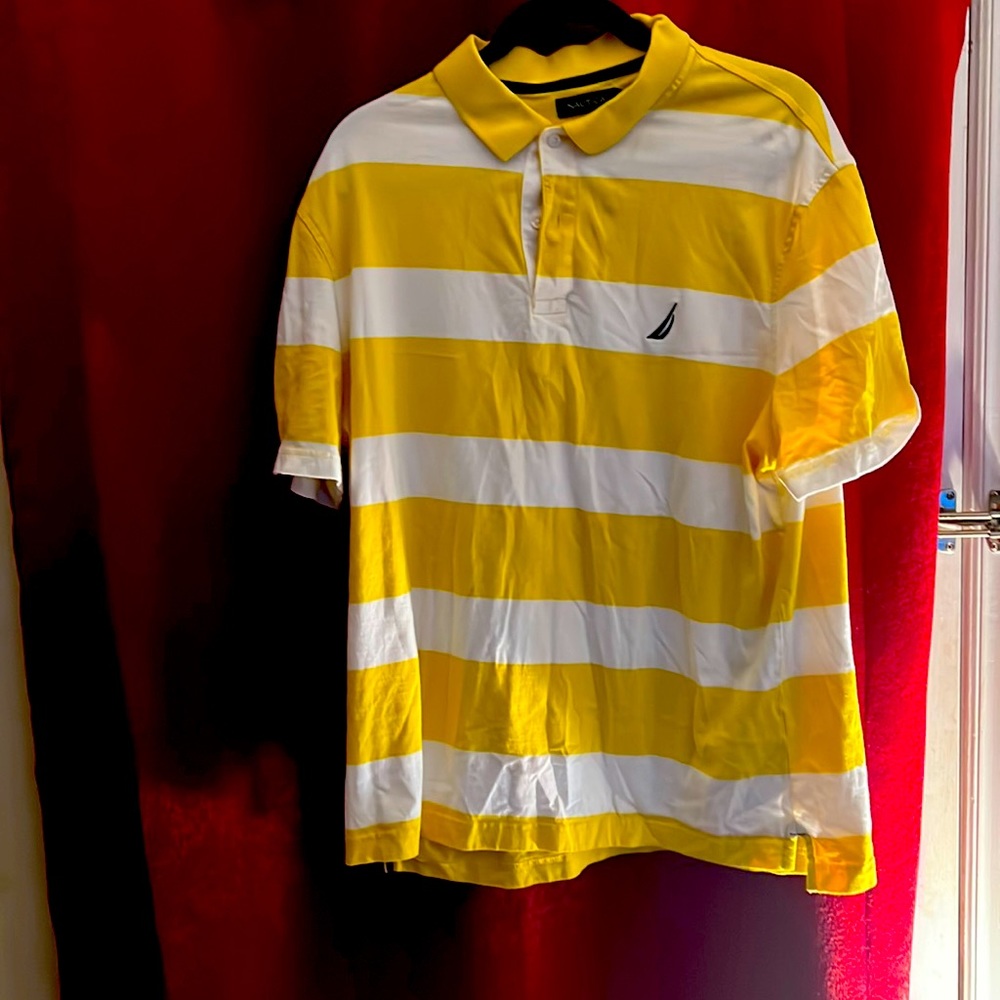 Yellow and white polo Nautica large